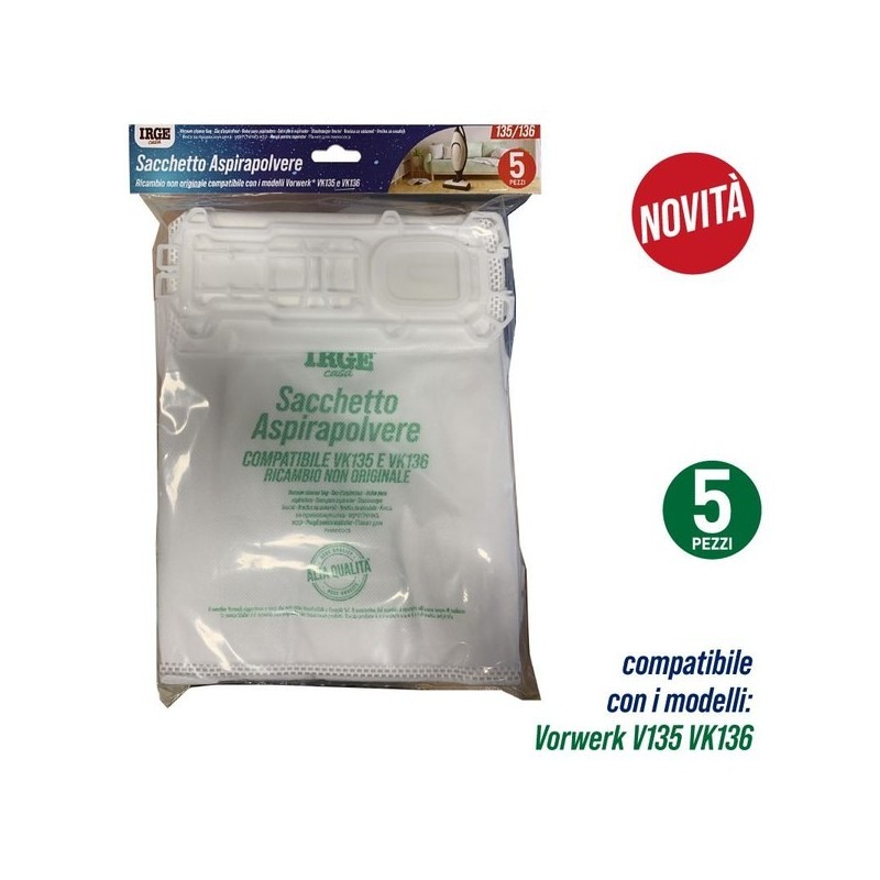 Sacco aspirapolvere VK135/136 5pz | Starclean