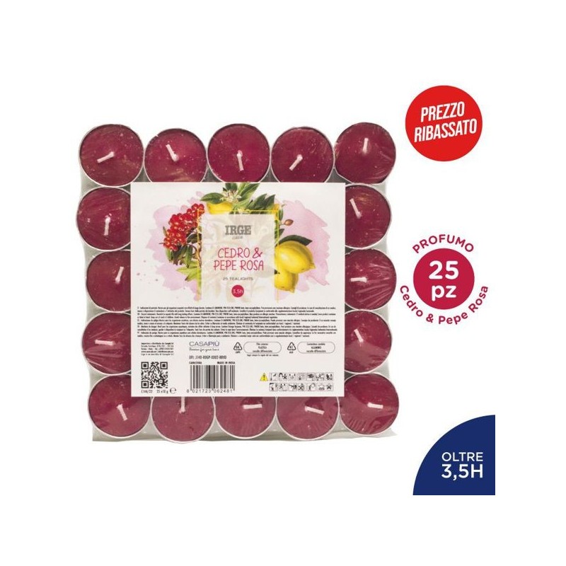 Candela 25 tealights cedro pepe rosa | Starclean