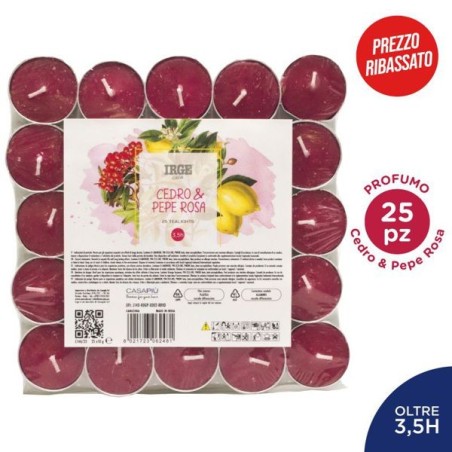 Candela 25 tealights cedro pepe rosa | Starclean