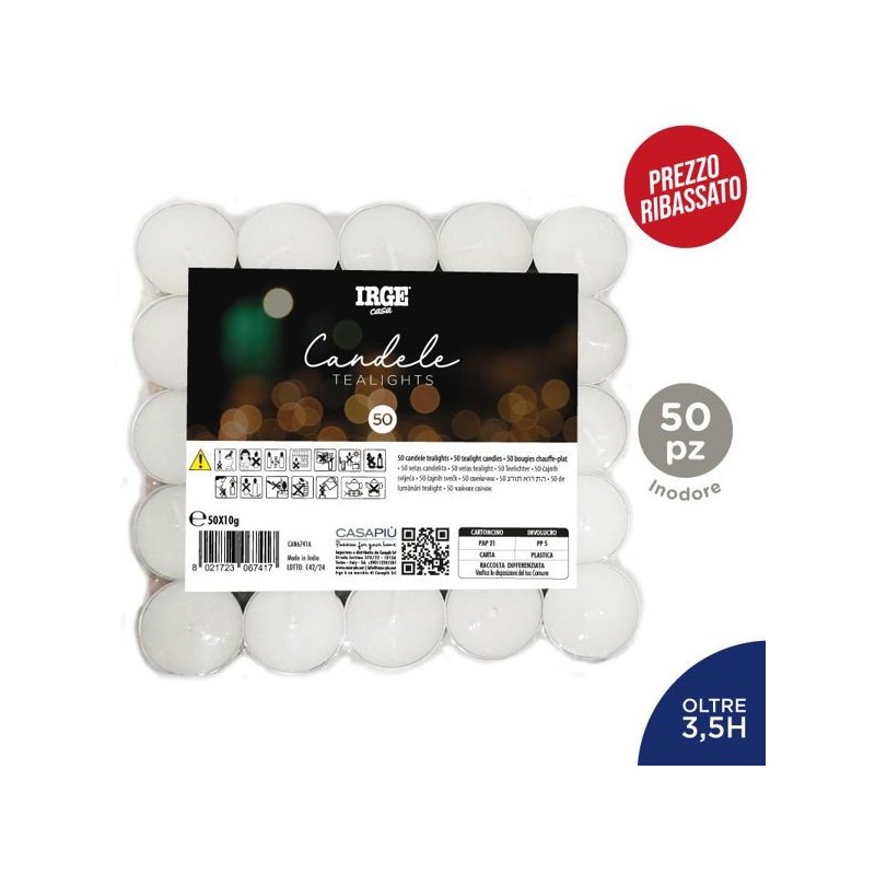 Candela 50 tealights bianche | Starclean