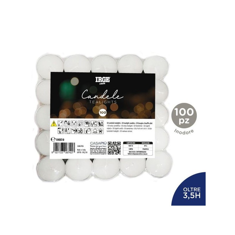 Candela 100 tealights bianche | Starclean