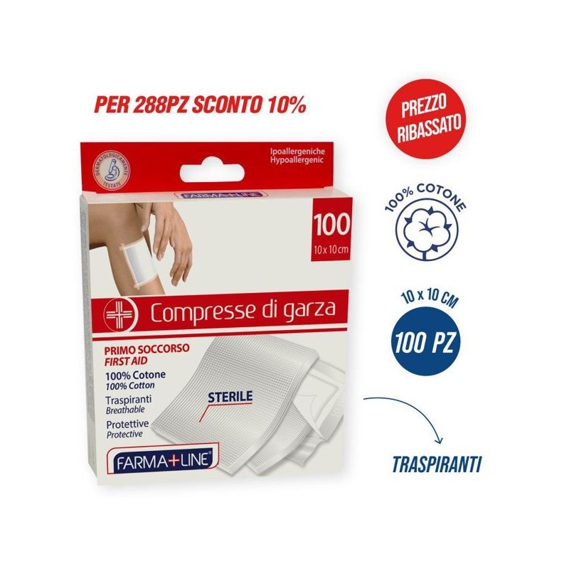 Compresse garza 10x10cm 100pz farma | Starclean
