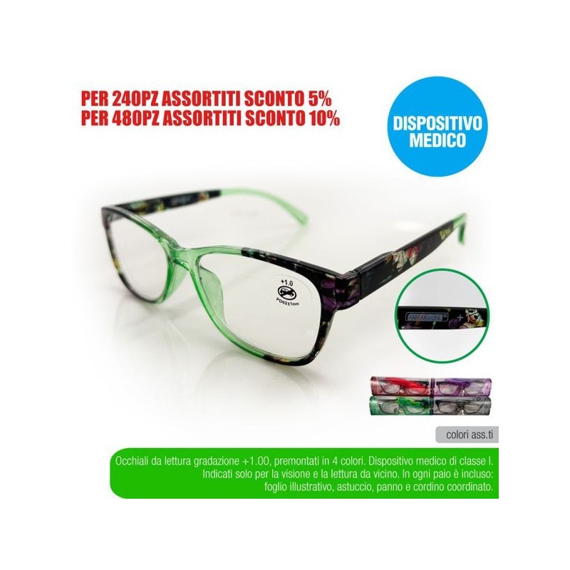 Occhial lettura flowers +1,00 farma | Starclean