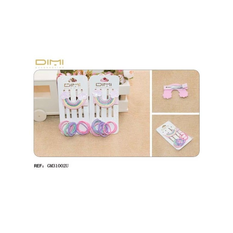 Elastici capelli +clip arcobaleno 31002u | Starclean