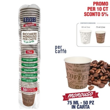 ABG BICCHIERINI CAFFE' CARTA 75ML 50PZ