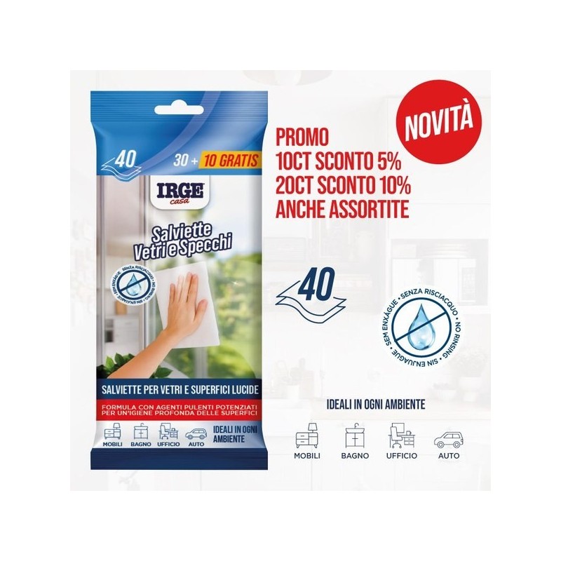 BFO SALVIETTE VETRI E SPECCHI 40PZ