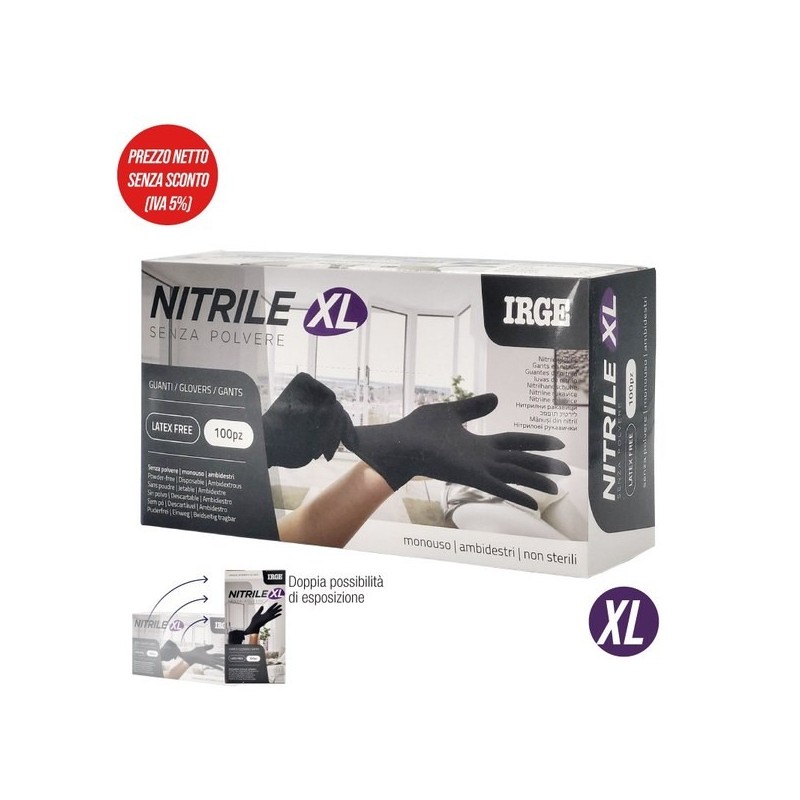 ABO GUANTI MONOUSO 100PZ NITRILE NERO XL