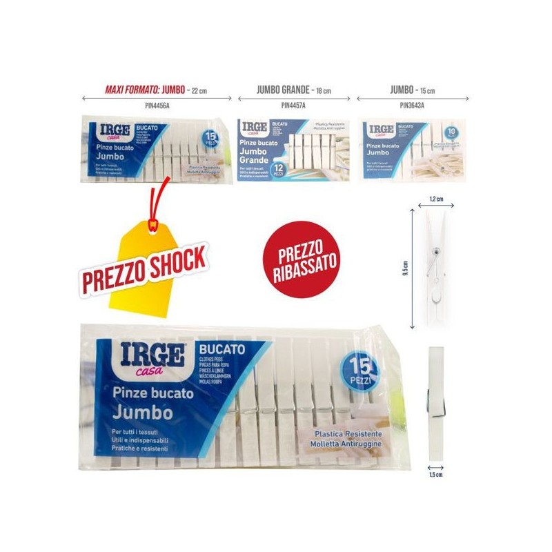 Pinze bucato IRGE jumbo 15pz | Starclean