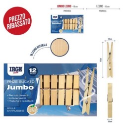 Pinze bucato jumbo legno IRGE 12pz | Starclean