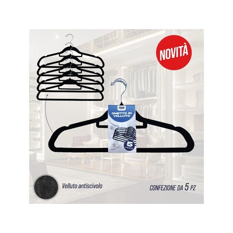 Ometti velluto antiscivolo black 5pz | Starclean