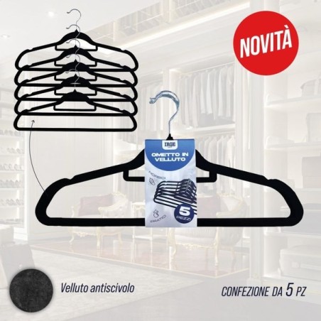 Ometti velluto antiscivolo black 5pz | Starclean