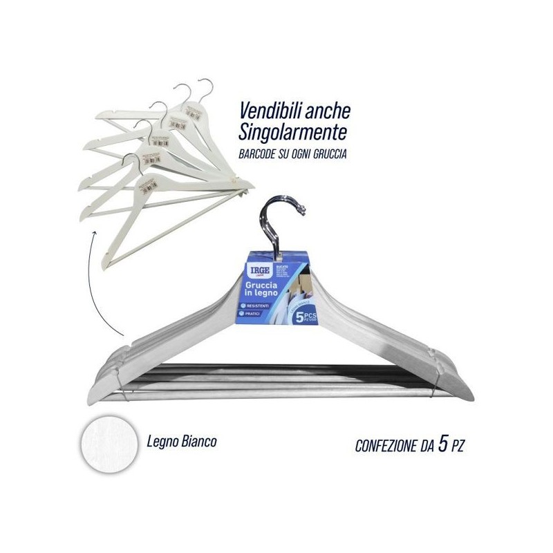 Ometti legno 5pz bianchi | Starclean