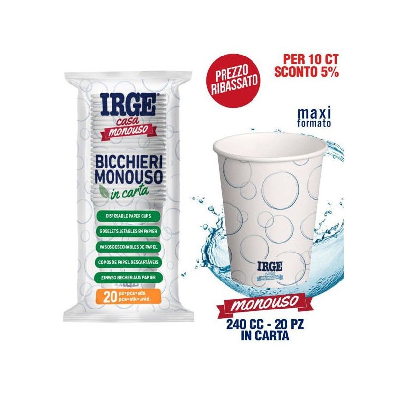 Bicchieri acqua IN carta 20pz 240ml | Starclean