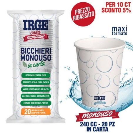 Bicchieri acqua IN carta 20pz 240ml | Starclean