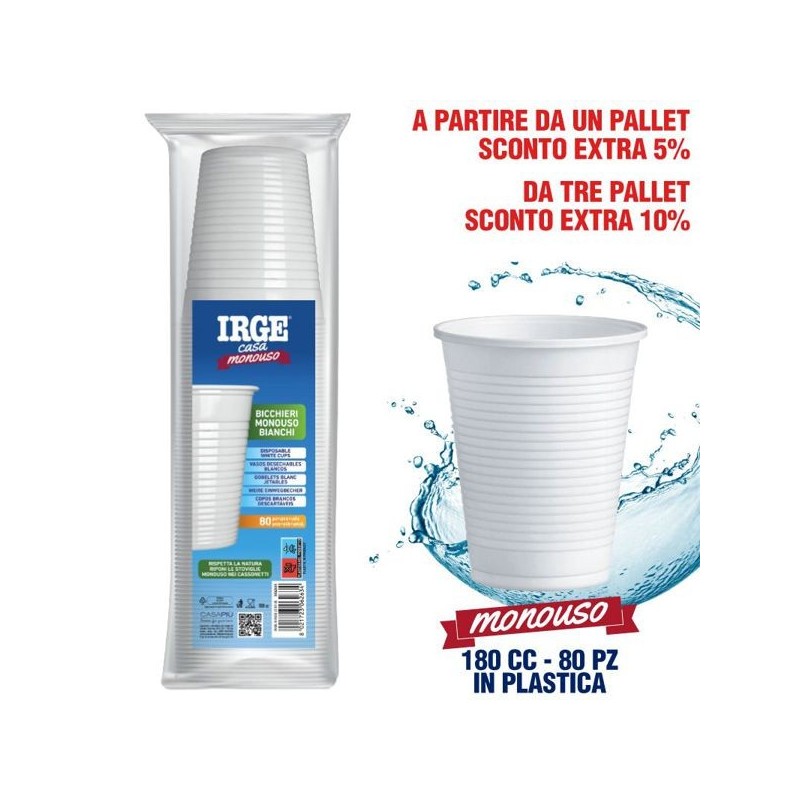 Bicchieri acqua bianchi 80pz 180cc | Starclean