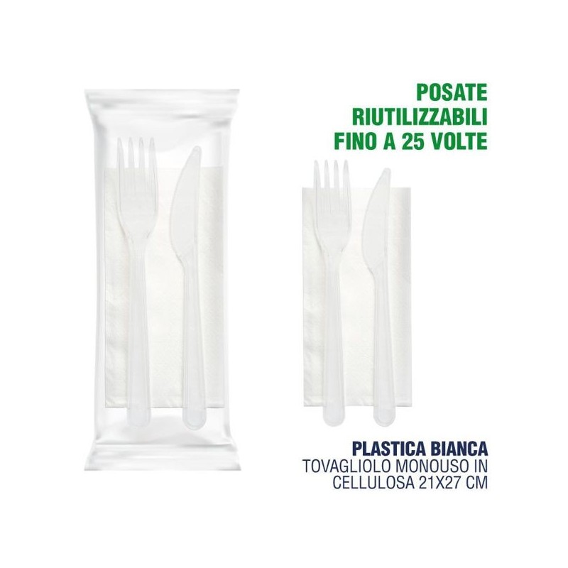 SET 3pz forchetta+coltello+tovagliolo | Starclean