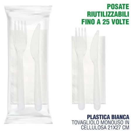 SET 3pz forchetta+coltello+tovagliolo | Starclean