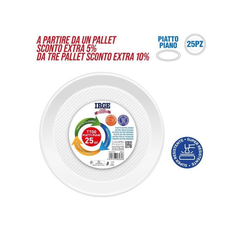 Piatti riutilizz. piani 25pz D22 | Starclean
