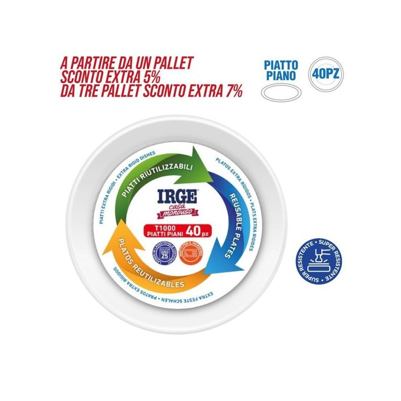 Piatti riutilizz. piani 40pz D22 | Starclean