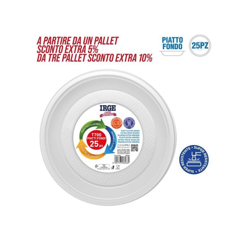 Piatti riutilizz. fondi 25pz D22 | Starclean