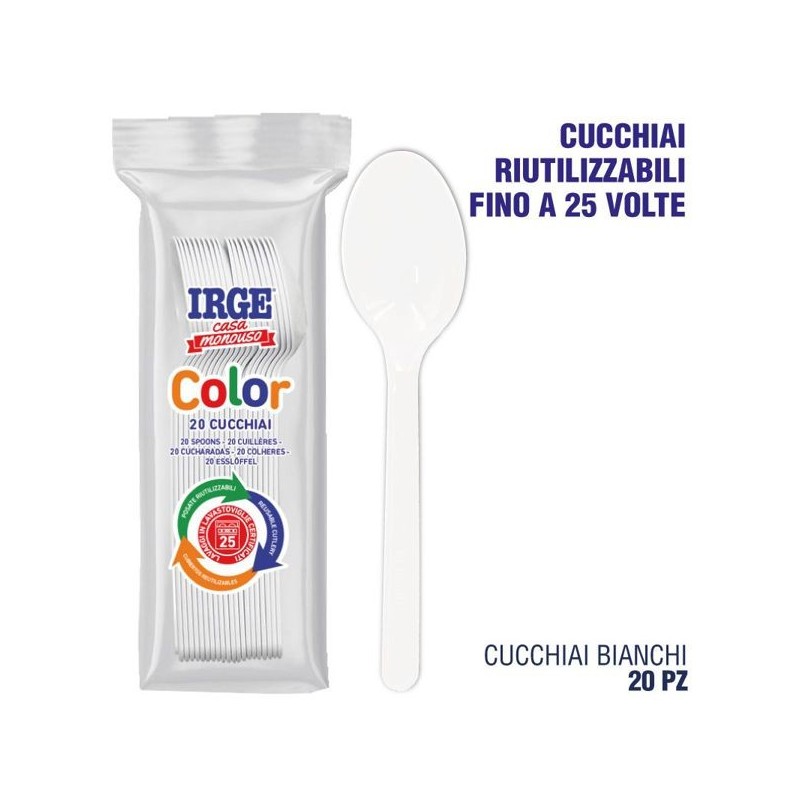 Cucchiaio PP bianco 20 pz | Starclean