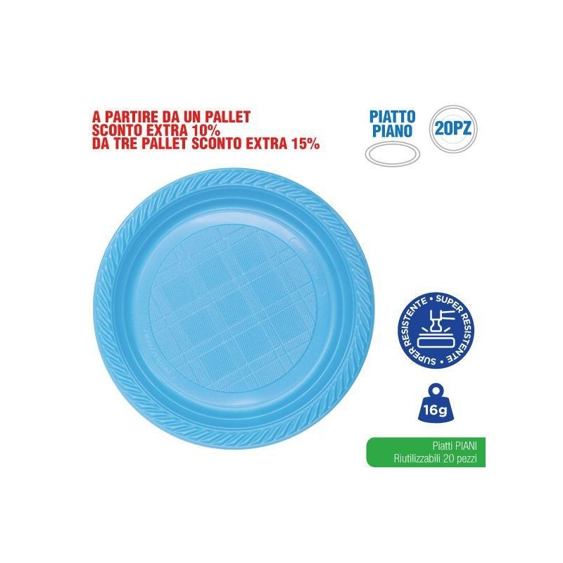 Piatti piani azzurro baby 20 pz | Starclean