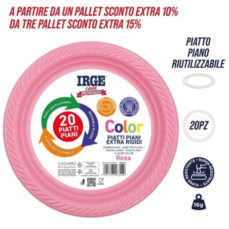 Piatti piani rosa 20 pz | Starclean
