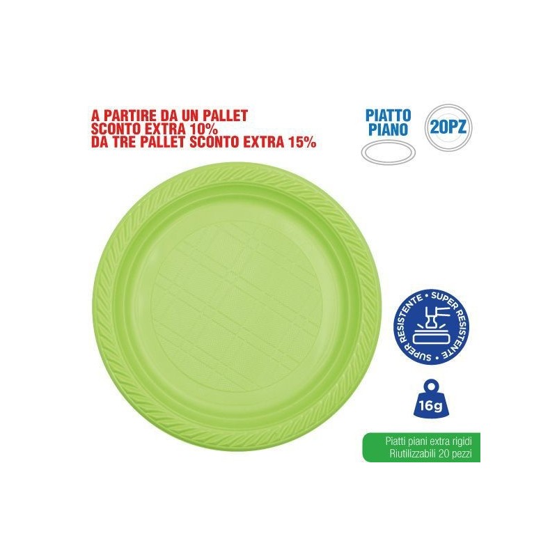 Piatti piani verde 20 pz | Starclean