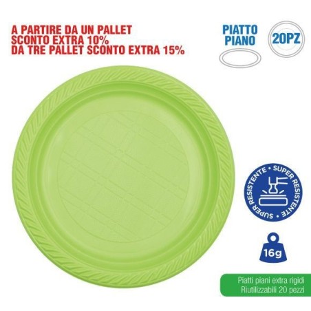Piatti piani verde 20 pz | Starclean