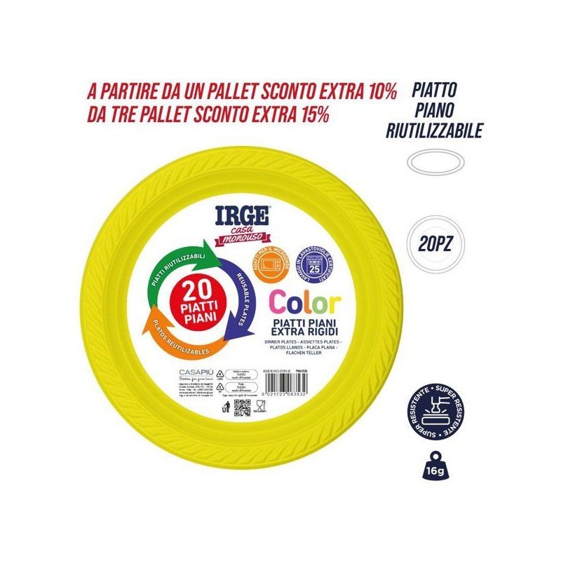 Piatti piani giallo 20 pz | Starclean