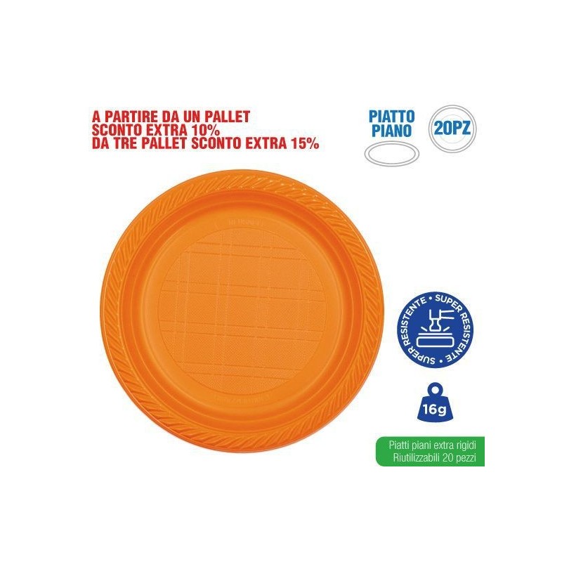Piatti piani arancione 20 pz | Starclean