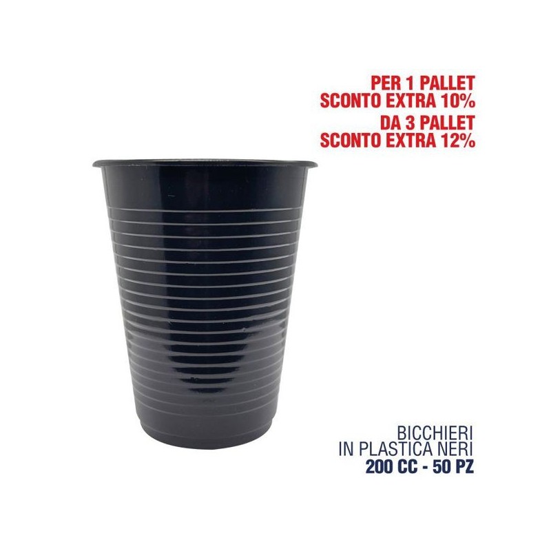Bicchiere nero 200cc 50pz | Starclean