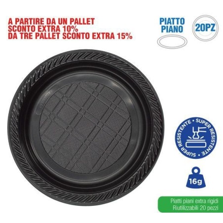 Piatti piani neri 20 pz | Starclean