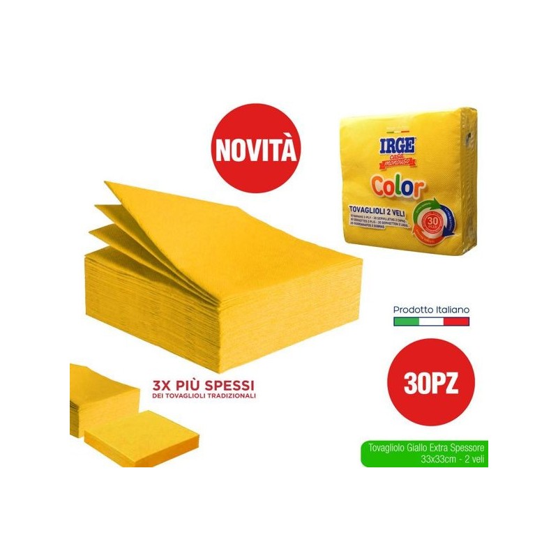 Tovagliolo 2V 33x33 giallo 30pz | Starclean