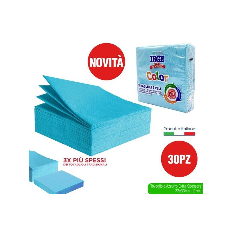 Tovagliolo 2V 33x33 azzurro 30pz | Starclean