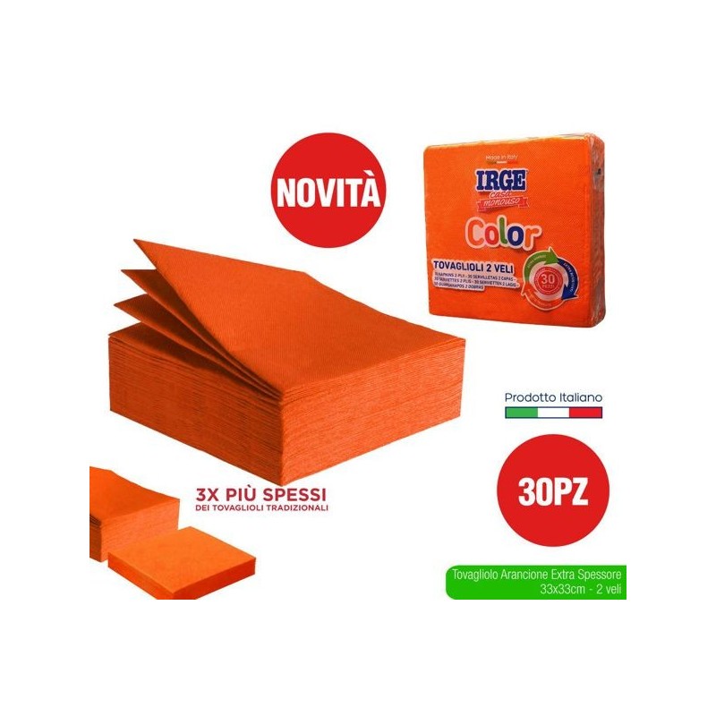Tovagliolo 2V 33x33 arancione 30pz | Starclean