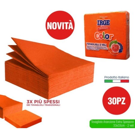 Tovagliolo 2V 33x33 arancione 30pz | Starclean