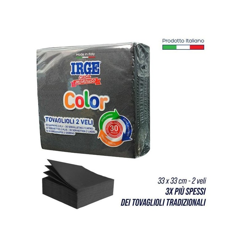 Tovagliolo 2V 33x33 nero 30pz | Starclean