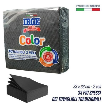 Tovagliolo 2V 33x33 nero 30pz | Starclean