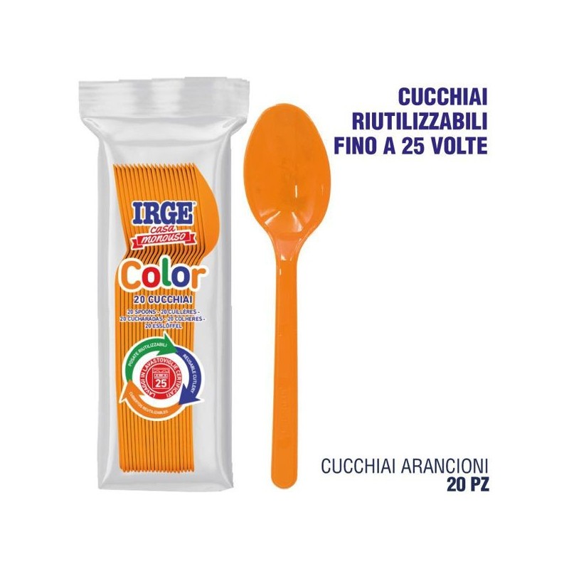 Cucchiaio PP arancione 20 pz | Starclean