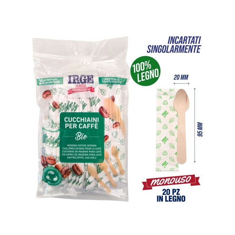 Cucchiaini caffe' legno 20pz 9.5cm | Starclean