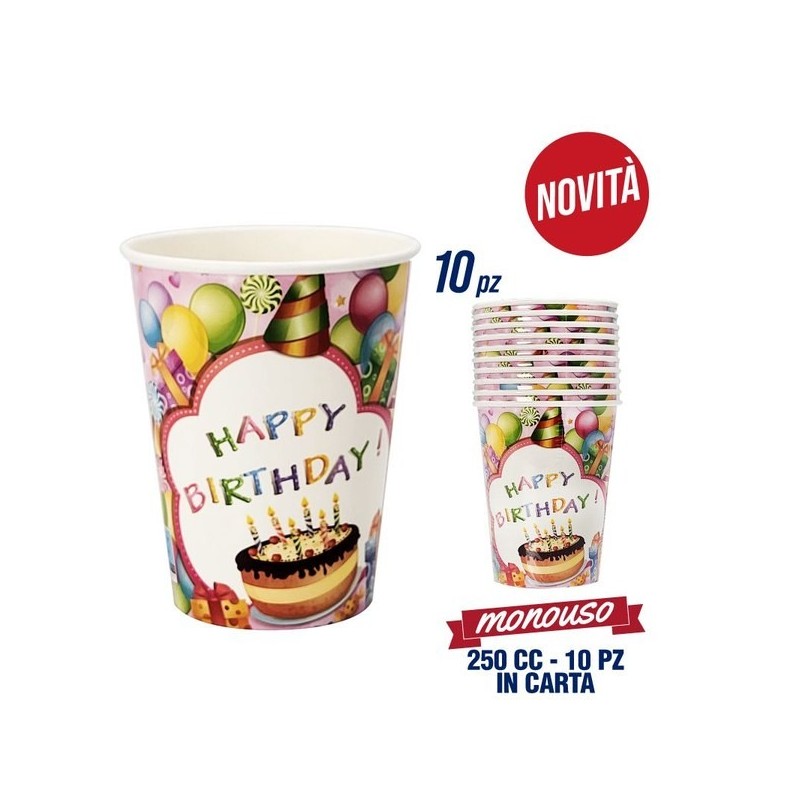 Bicchieri 10pz buon compleanno bimba | Starclean
