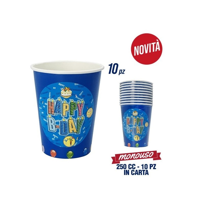 Bicchieri 10pz buon compleanno bimbo | Starclean