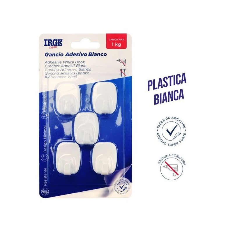 Ganci adesivi plastica 5pz rettangol | Starclean