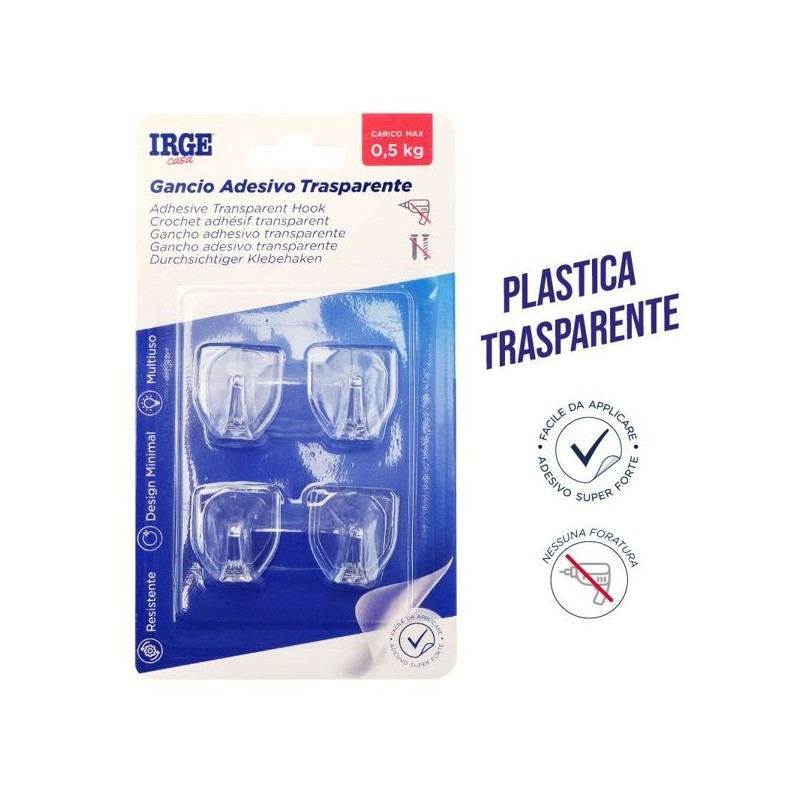 Ganci adesivi trasparenti 4pz | Starclean