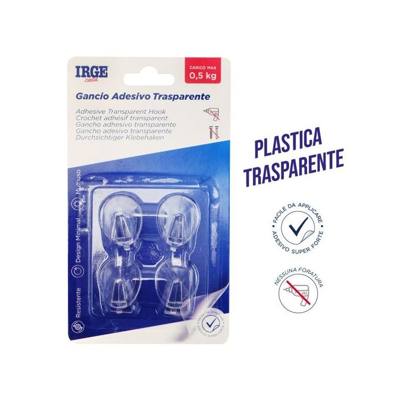 Ganci adesivi trasparenti 4pz ovali | Starclean