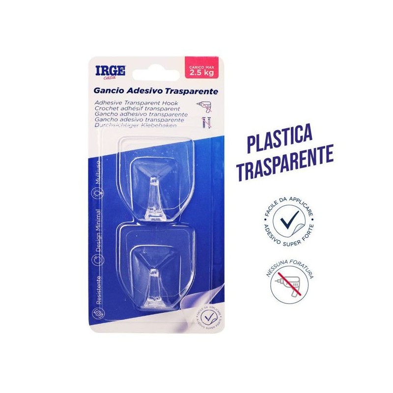 Ganci adesivi trasparenti 2pz | Starclean