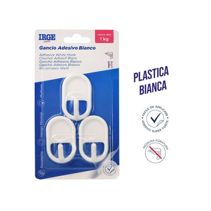 Ganci adesivi plastica 3pz classico | Starclean