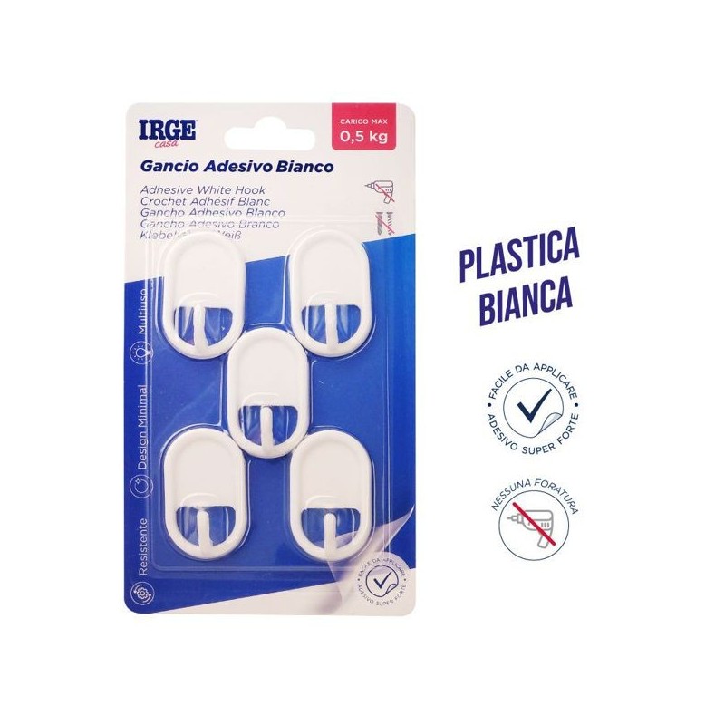 Ganci adesivi plastica 5pz classico | Starclean