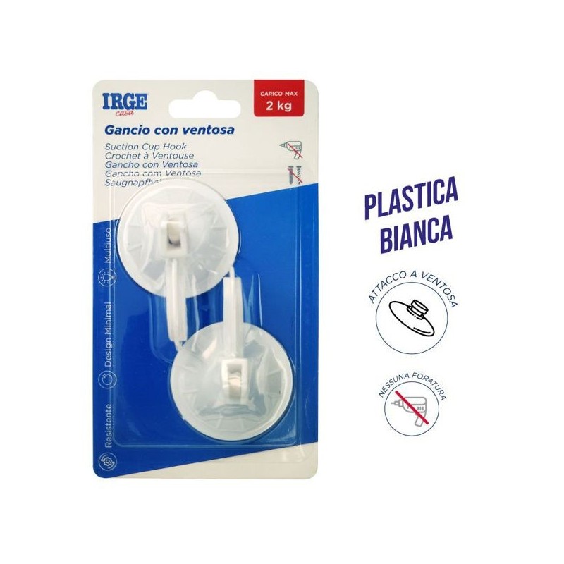 Ganci adesivi plastica 2pz ventosa | Starclean